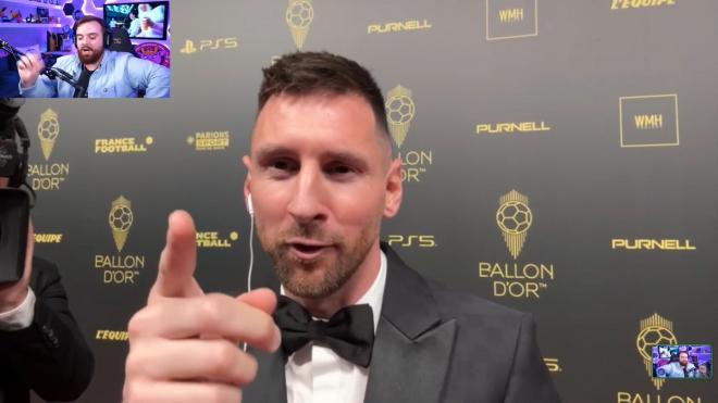 Messi se pica con Ibai Llanos durante una entrevista tras recibir el Balón de Oro 2023.