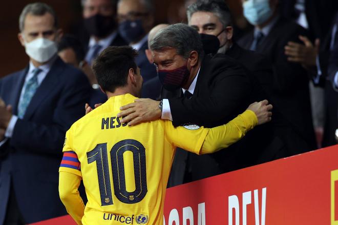 Joan Laporta y Leo Messi, durante su etapa en el FC Barcelona (Cordon Press)