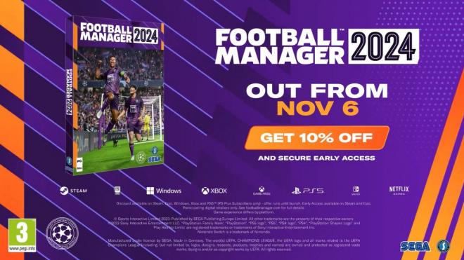 Football Manager 2024 estará disponible desde el próximo 6 de noviembre.