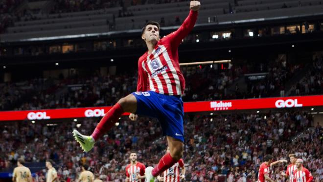 Álvaro Morata celebra un tanto con el Atlético de Madrid (Cordon Press)