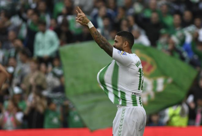 Celebración del gol de Willian José ante el Mallorca (Foto: Kiko Hurtado).