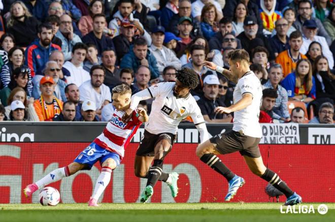 Bryan Zaragoza, en aquel Valencia CF - Granada CF.