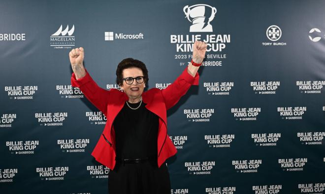 Billie Jean King, en una acto publicitario del torneo (Foto: BJKCup)