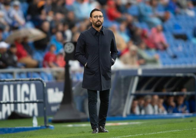 José Bordalás, entrenador del Getafe, durante un partido de LaLiga. Foto: Cordon Press.