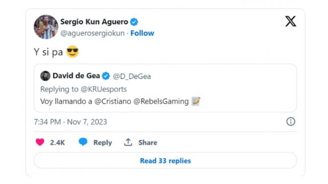 El mensaje de De Gea y la respuesta de Agüero.
