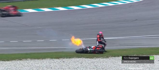 Aleix Espargaró, en el GP de Malasia (Foto: Captura de DAZN).