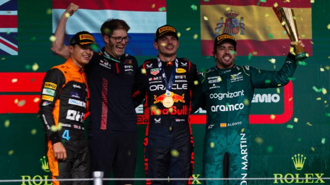 El podio del pasado Gran Premio de Sao Paulo (foto: Cordon Press).