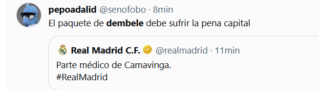 Amenazas a Ousmane Dembélé en X. (Twitter)