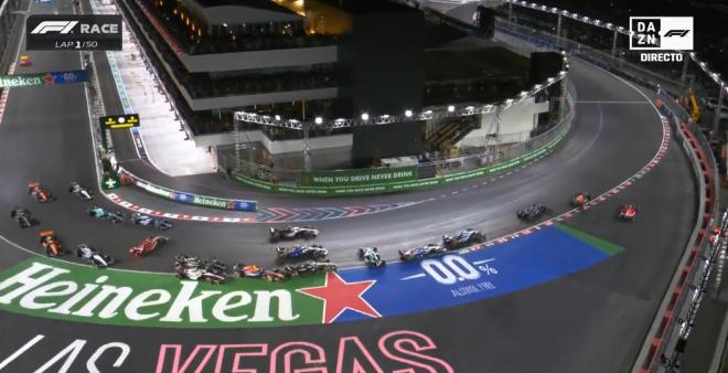 Salida del Gran Premio de Las Vegas (Foto: Captura DAZN).