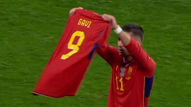Ferran Torres le dedica el gol a Gavi (@teledeporte)