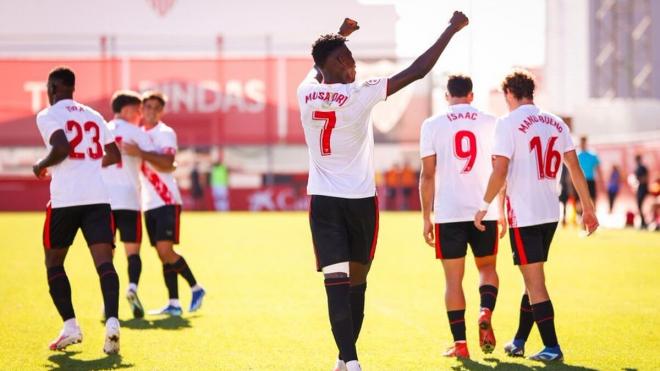 Musa celebra su gol al Racing Cartagena Menor (Foto: SFC).