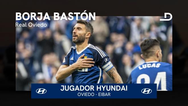 Borja Bastón, Jugador Hyundai del partido entre el Real Oviedo y la SD Eibar.