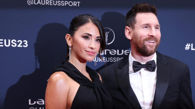 Leo Messi y Antonela Roccuzzo en los premios Laureus 2023 (Cordon Press)