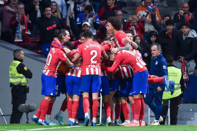 Los jugadores del Atlético de Madrid celebrando un gol en el Metropolitano (Foto:Cordon Press).
