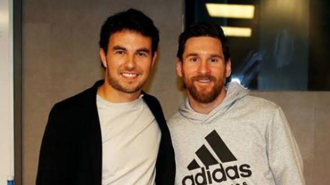 Checo Pérez y Leo Messi (Twitter: Checo Pérez).