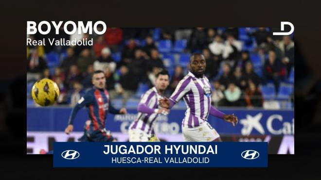 Boyomo, el Jugador Hyundai del Huesca - Real Valladolid.