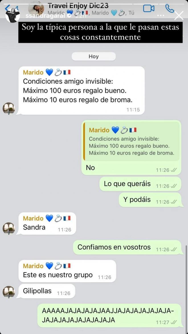 La conversación entre Marco Asensio y su pareja (@sandragaral)