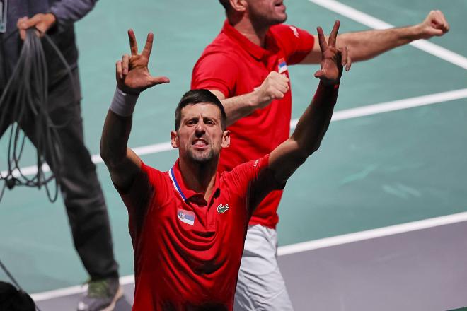 Novak Djokovic (SRB) celebra durante las Finales de la Copa Davis. Foto: Cordon Press