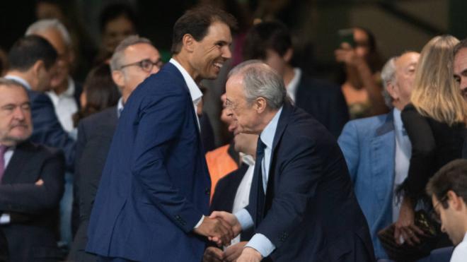 Rafa Nadal junto a Florentino Pérez en el palco del Bernabéu (Fuente: Cordon Press)