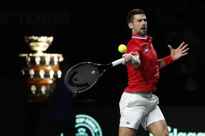 Djokovic, en cuartos de la Copa Davis 2023 celebrada en Málaga. (EFE/Jorge Zapata)
