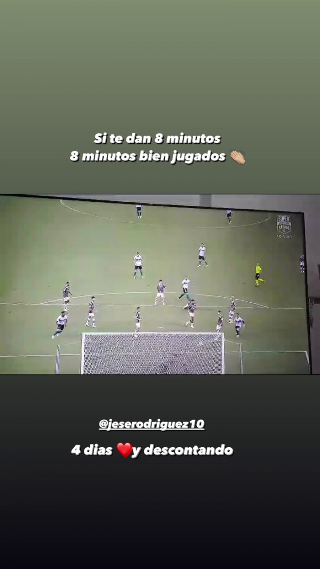 Aurah Ruiz celebra el gol de Jesé con el Coritiba (@aurah.ruiz)