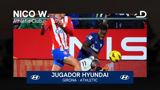 Nico Williams ha sido el Jugador Hyundai en el partido Girona FC - Athletic Club.