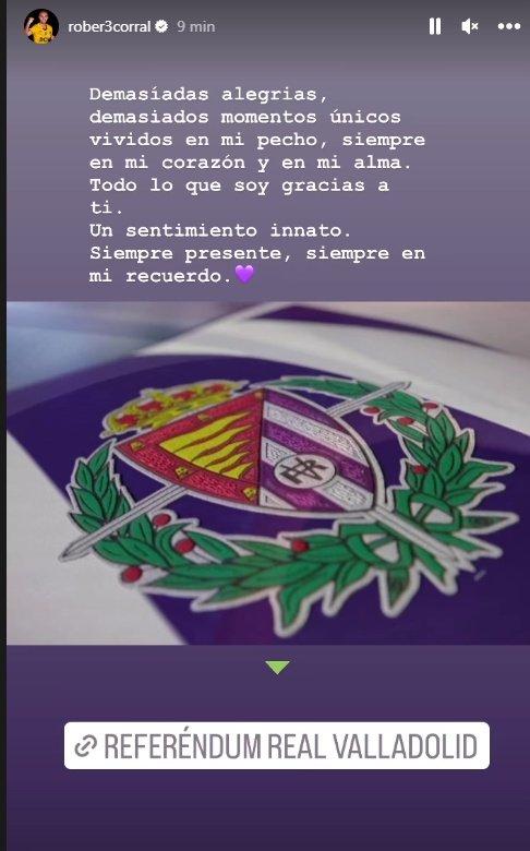 Roberto Corral sobre el escudo del Pucela (Foto: Instagram).