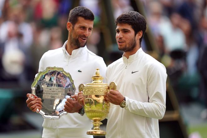 Alcaraz venció a Djokovic y conquistó su primer Wimbledon en 2023. Foto: Cordon Press