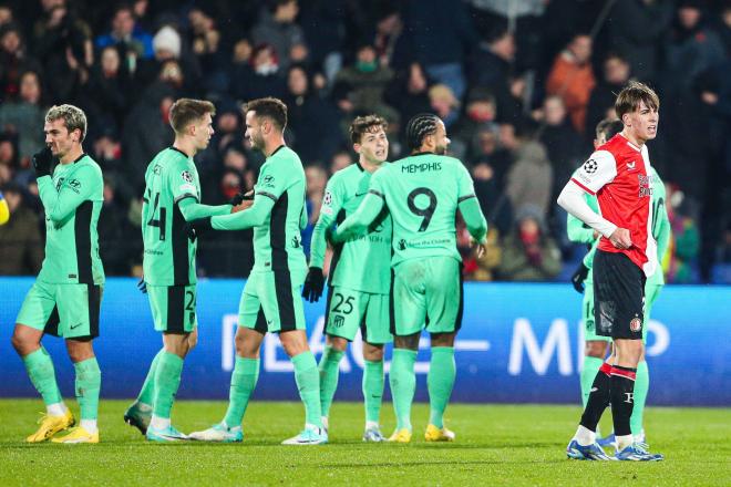 Los jugadores del Atlético celebran un gol ante el Feyenoord (Foto: Cordon Press).
