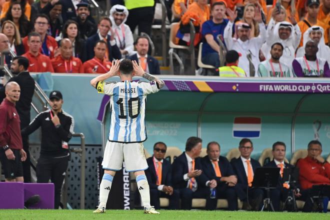 Messi y su polémica celebración ante Países Bajos (Cordon Press)