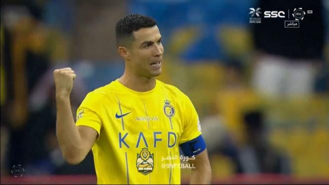 Cristiano Ronaldo, protestando una de las jugadas del partido contra el Al Hilal