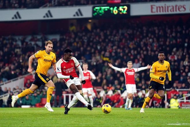 Eddie Nketiah, durante el Arsenal-Wolves. (Foto: Cordon Press).