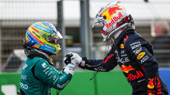 Fernando Alonso y Max Verstappen, en 2023 (Foto: Cordon Press).