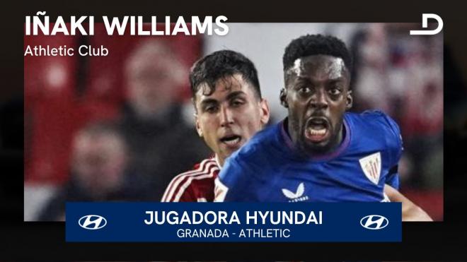 Iñaki Williams es el jugador Hyundai del Granada - Athletic Club de Los Cármenes.