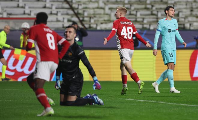 Vermeeren celebra su gol en el Amberes-Barcelona (Foto: Cordon Press).