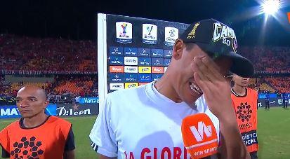 Las lágrimas de Bacca tras ser campeón en Colombia (Foto: Win Sports TV)