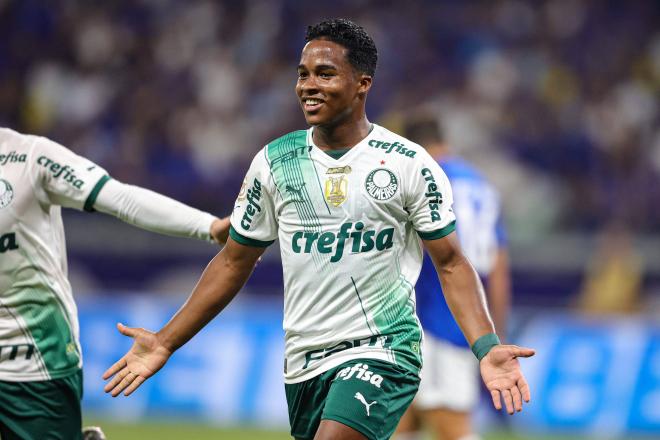 Endrick celebrando un gol con el Palmeiras (Foto: Cordon Press).