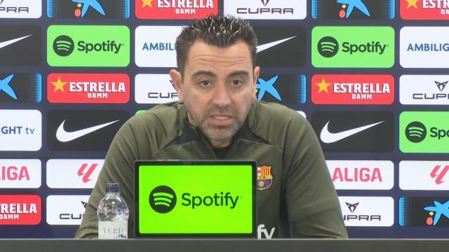 Xavi Hernández durante la rueda de prensa previa al partido contra el Valencia