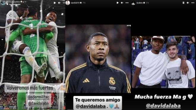 Algunas muestras de cariño del vestuario del Real Madrid a David Alaba (Instagram)