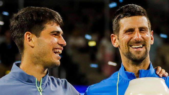 Alcaraz y Djokovic, en el Masters de Cincinnati.