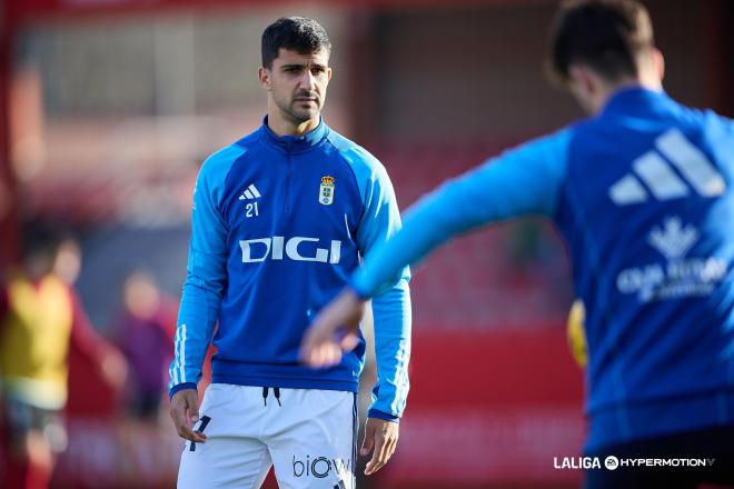 Carlos Pomares, en un calentamiento (Foto: LALIGA).