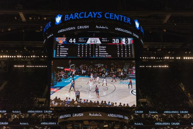 Imagen de la promoción de Andalucía en el partido entre Brooklin Nets y los New York Knicks.