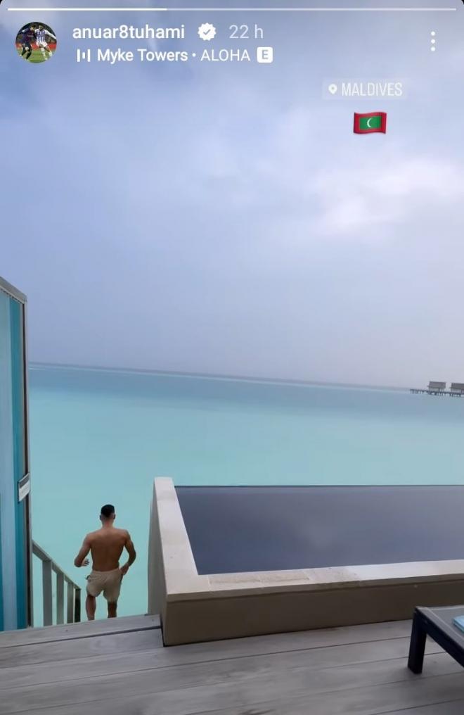 Anuar, de vacaciones en Maldivas (Foto: Instagram).
