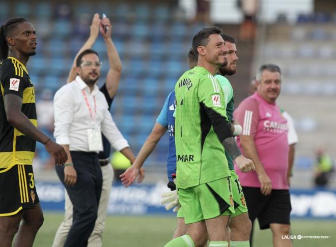 Cristian Álvarez celebra la victoria frente al Tenerife (Foto: LaLiga)