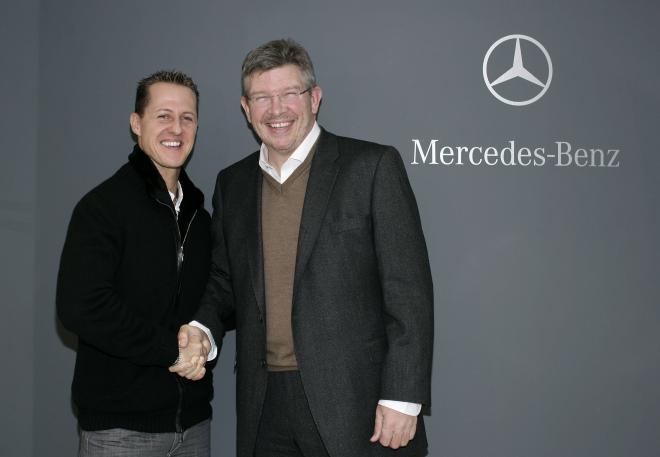 Michael Schumacher y Ross Brawn, en Mercedes (Foto: Cordon Press).