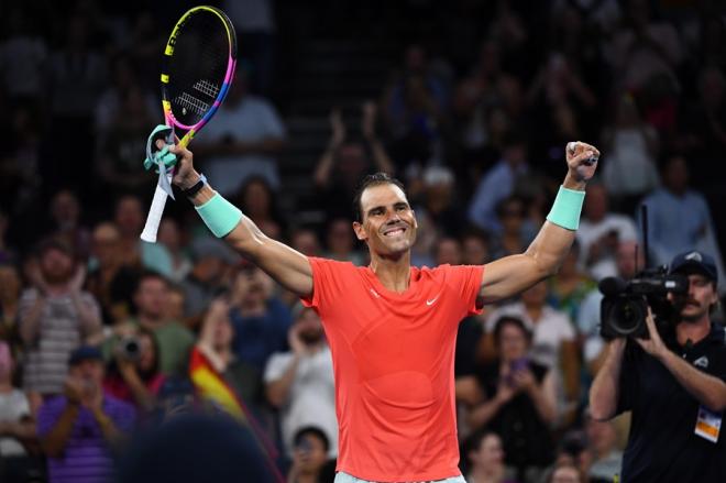 Rafa Nadal celebra su victoria en Brisbane 2024 (Foto: EFE).