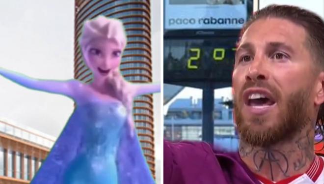 Capturas del meme de Sergio Ramos y Elsa, de Frozen