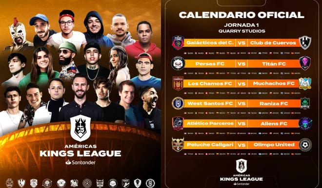 Los horarios de la primera jornada de Kings League Américas