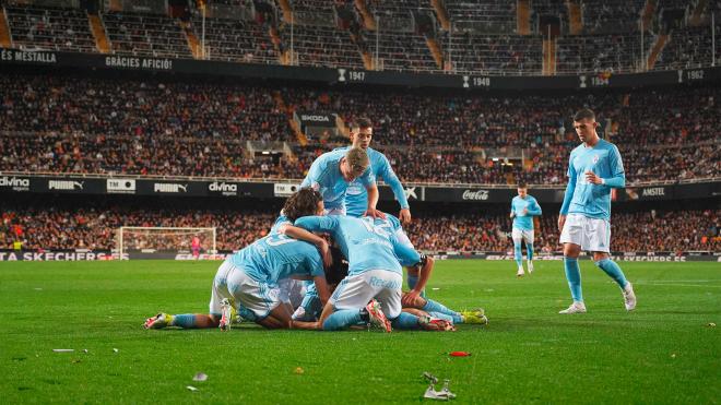 Celebración del gol de Tasos Douvikas (Foto: RC Celta).