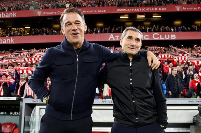 Luis García Plaza y Ernesto Valverde, en un partido de la Copa del Rey en San Mamés (Foto: Athletic Club).